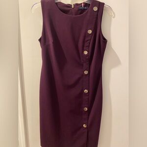 Tommy Hilfiger Purple Midi Dress with Gold Buttons